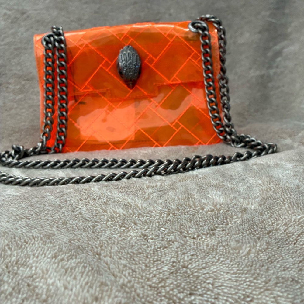 Kurt Geiger Kensington Transparent Quilted Crossbody Bag Orange
